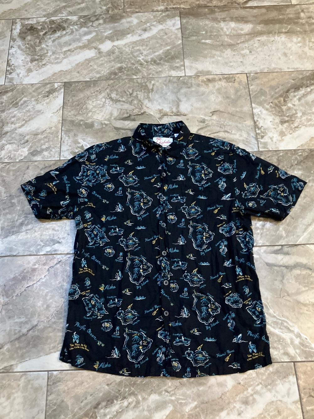Kahala Blue Printed Short-Sleeve Casual Shirt